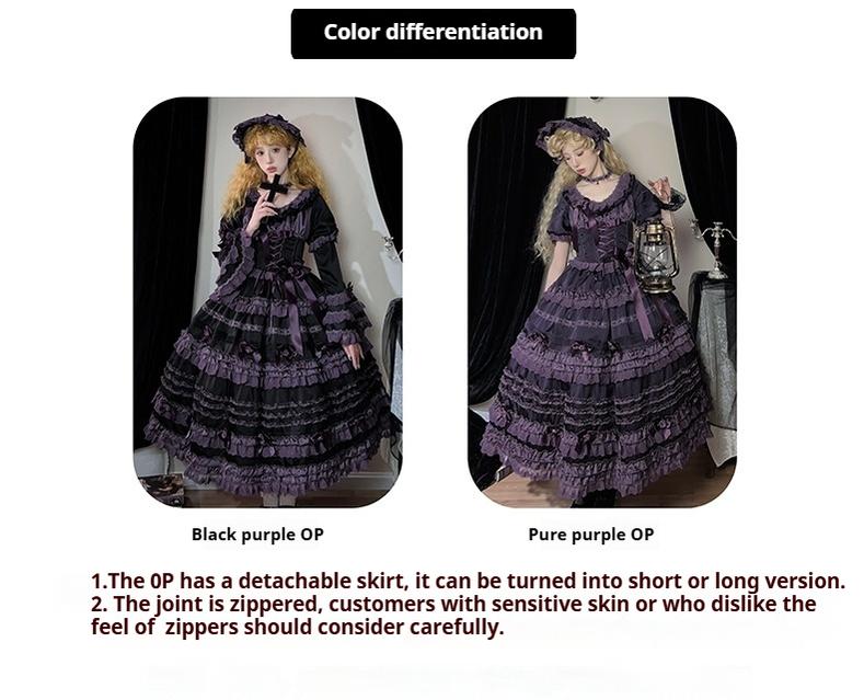 Stacked Black Currant - Gothic Lolita OP Dress, Detachable Skirt Hem - Image 25
