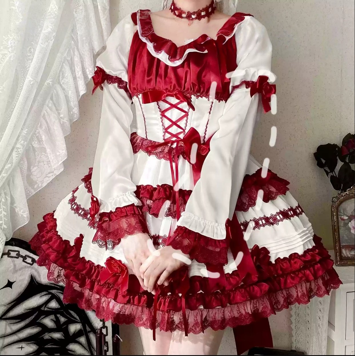 Stacked Black Currant - Gothic Lolita OP Dress, Detachable Skirt Hem - Image 45