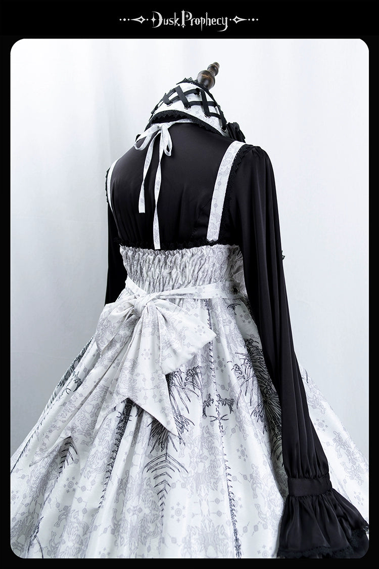 DuskProphecy - Coccyx - Elegant Lolita Dress High Waist Fishbone Print JSK Set - Image 117