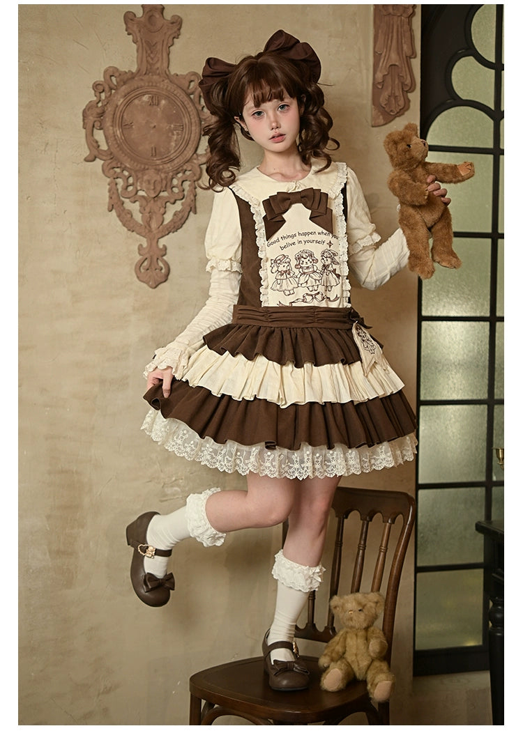 Lolita dress waist tie detail detachable sash color-blocking design waist definition feature styling option