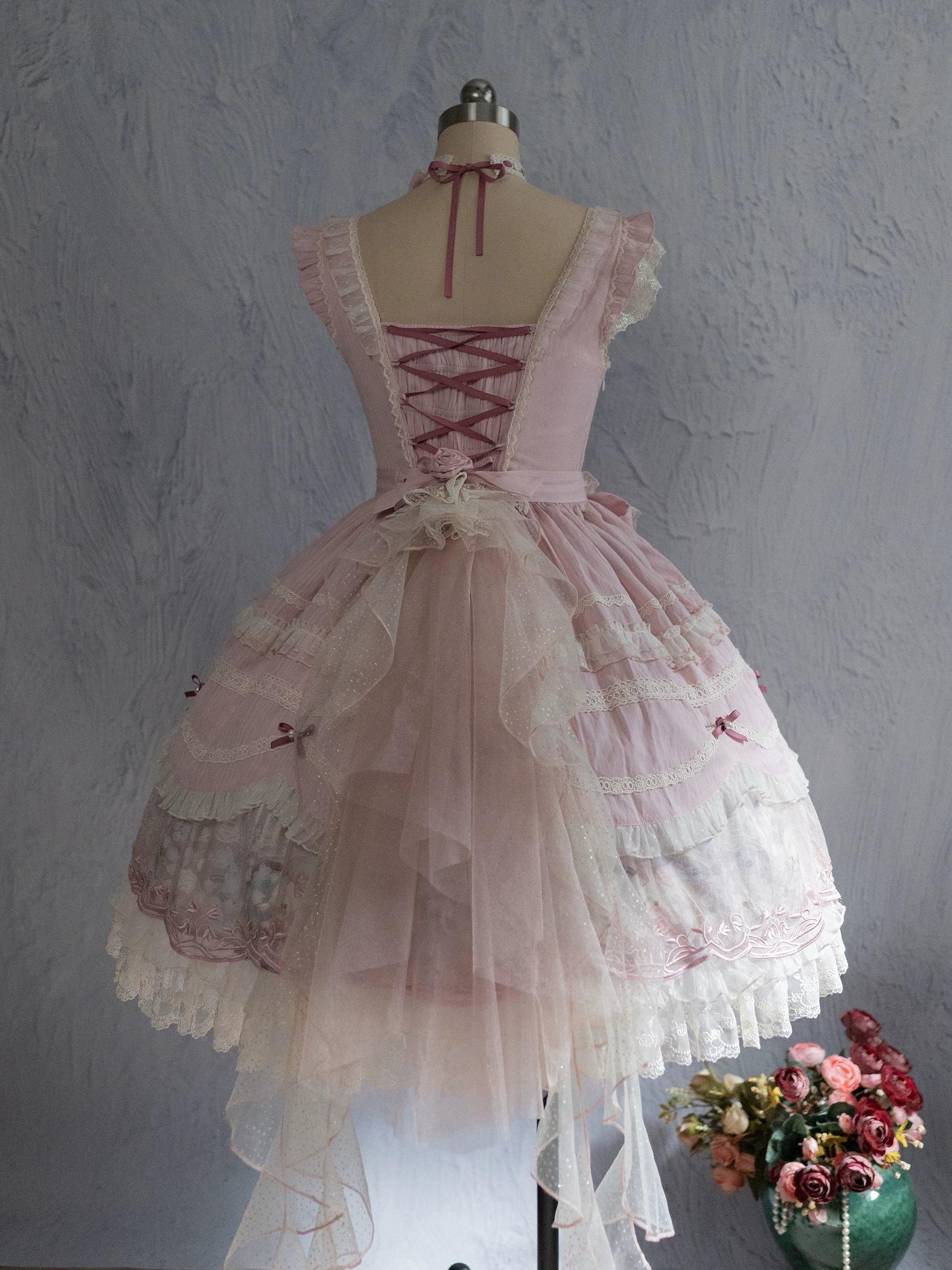 Lily of the Valley Lamb - Classic Lolita Tiered Hem JSK Dress with Embroidery - Image 6