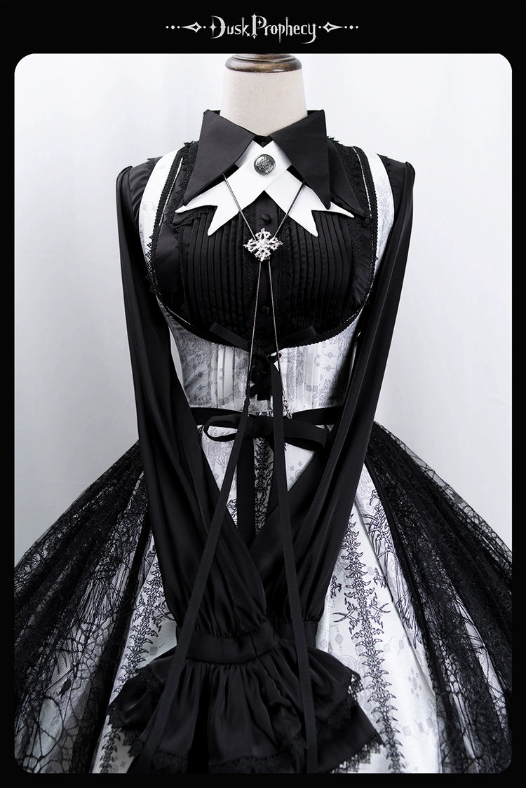 DuskProphecy - Coccyx - Elegant Lolita Dress High Waist Fishbone Print JSK Set - Image 76