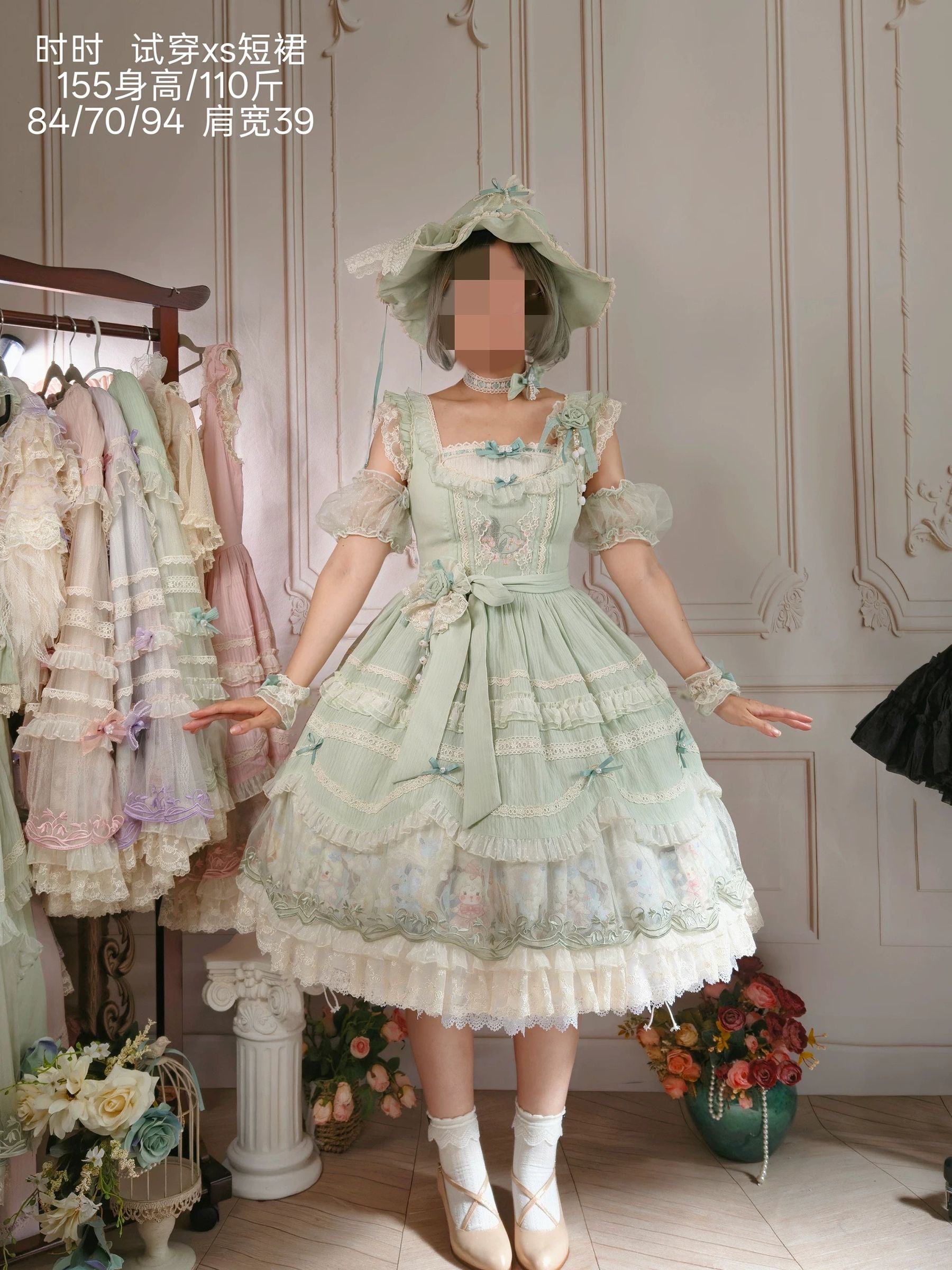 Lily of the Valley Lamb - Classic Lolita Tiered Hem JSK Dress with Embroidery - Image 35