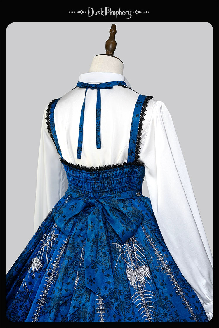 DuskProphecy - Coccyx - Elegant Lolita Dress High Waist Fishbone Print JSK Set - Image 150