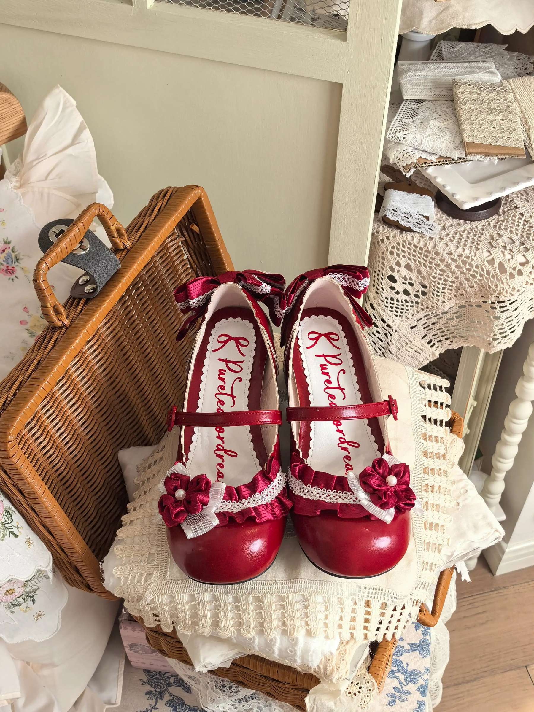 moonlit sakura sweet lolita mary jane heels ankle strap with bow detail adjustable sizing options custom fit