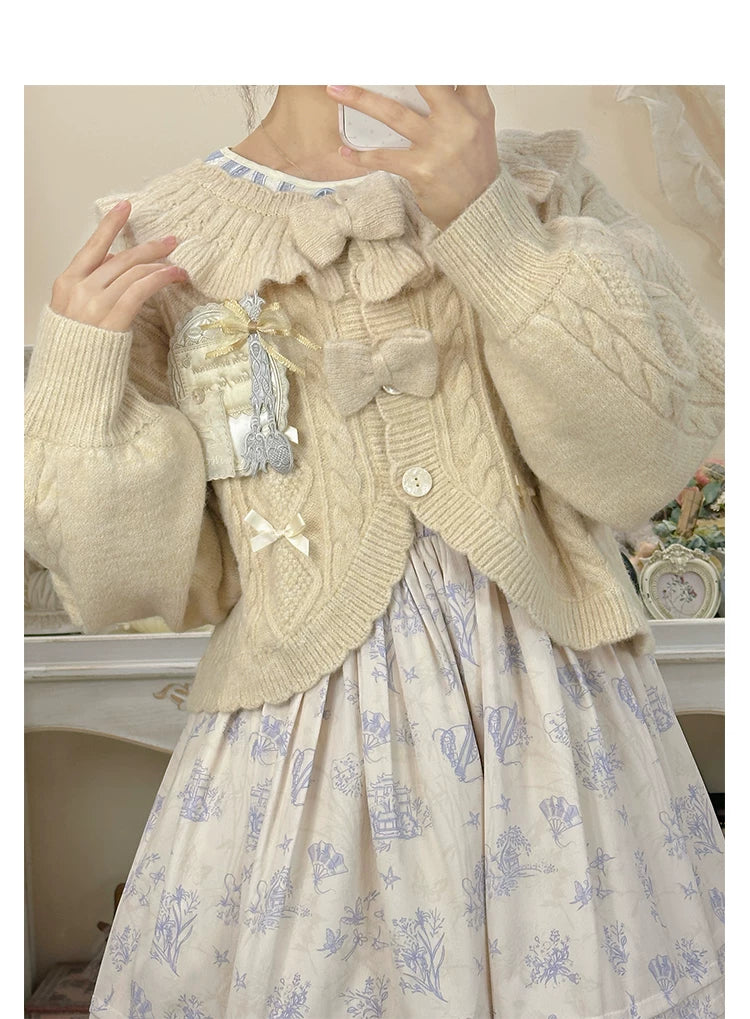 Premium Quality Sweet Lolita Ruffle Cardigan Lantern Sleeves Detail Ruffled Collar Design Excellence