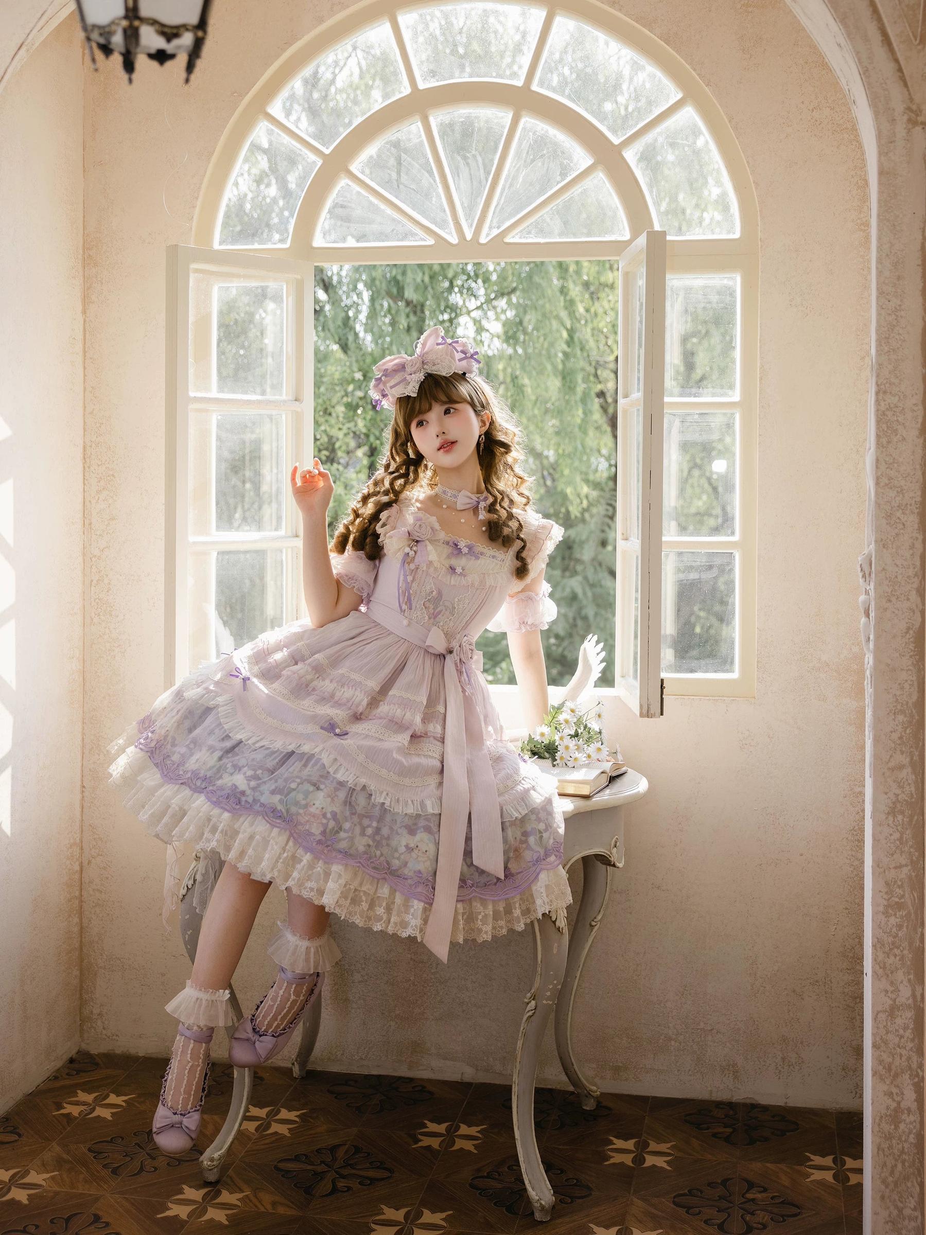 Lily of the Valley Lamb - Classic Lolita Tiered Hem JSK Dress with Embroidery - Image 18