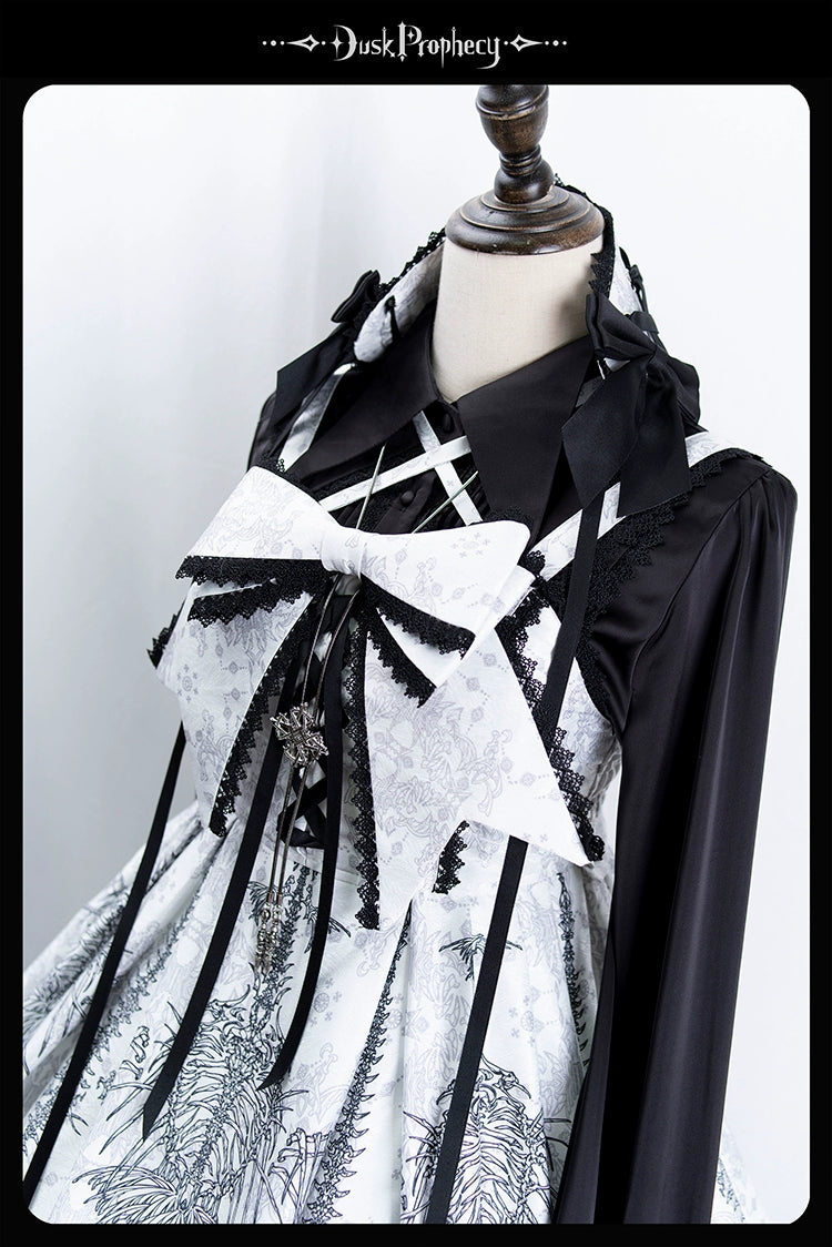 DuskProphecy - Coccyx - Elegant Lolita Dress High Waist Fishbone Print JSK Set - Image 121