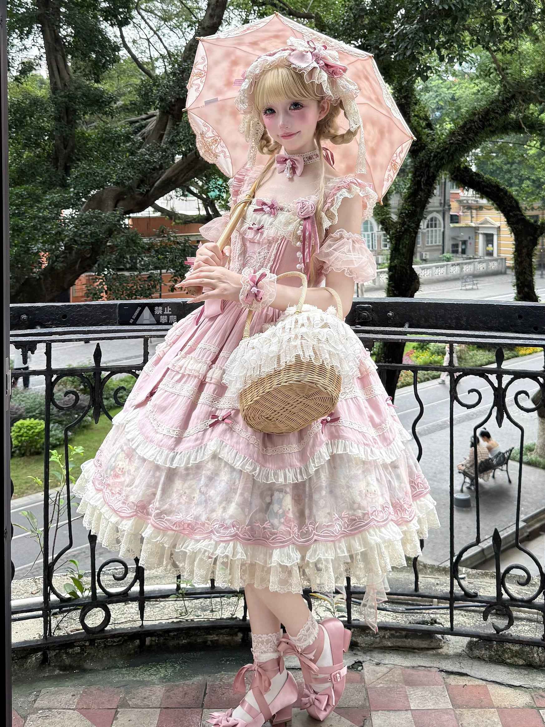 Lily of the Valley Lamb - Classic Lolita Tiered Hem JSK Dress with Embroidery - Image 42