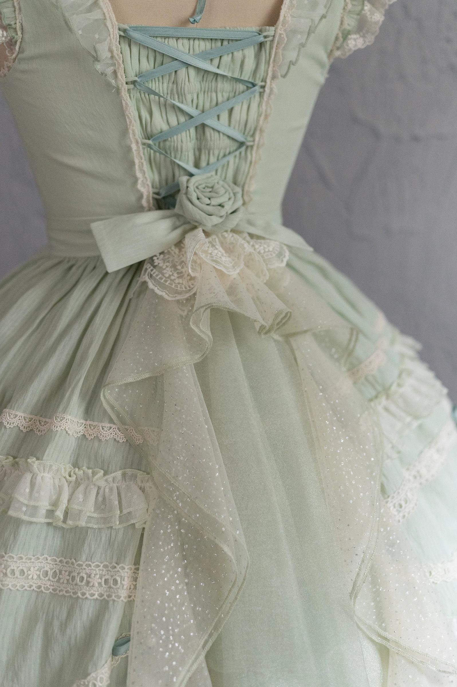 Lily of the Valley Lamb - Classic Lolita Tiered Hem JSK Dress with Embroidery - Image 26