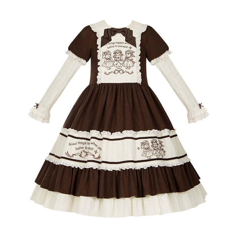 Lolita dress coordination styling white frilled ankle socks black Mary Jane shoes beret vintage schoolgirl romance