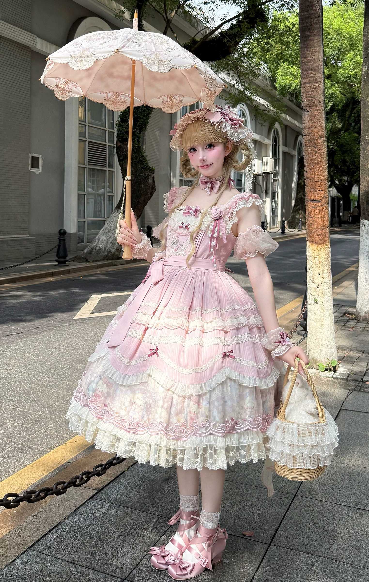 Lily of the Valley Lamb - Classic Lolita Tiered Hem JSK Dress with Embroidery - Image 41