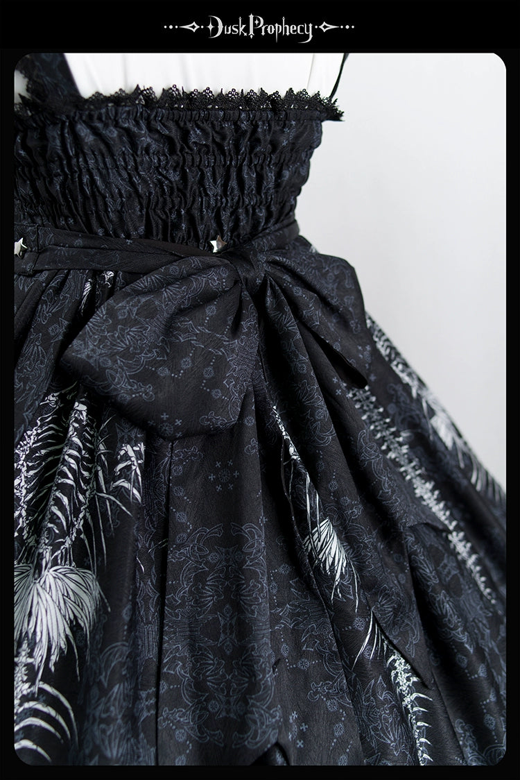 DuskProphecy - Coccyx - Elegant Lolita Dress High Waist Fishbone Print JSK Set - Image 141