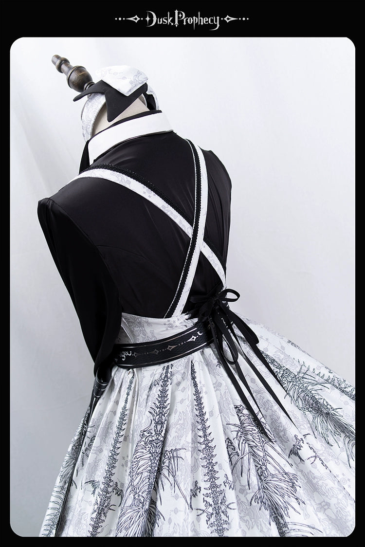 DuskProphecy - Coccyx - Elegant Lolita Dress High Waist Fishbone Print JSK Set - Image 118
