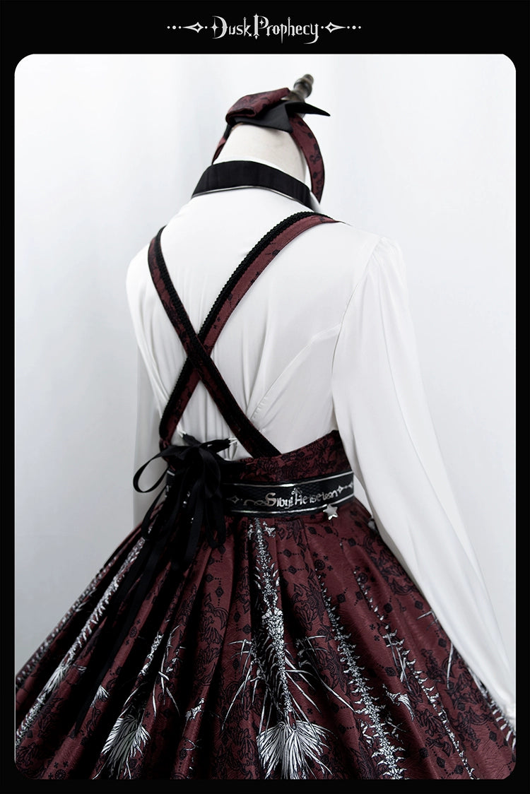 DuskProphecy - Coccyx - Elegant Lolita Dress High Waist Fishbone Print JSK Set - Image 108