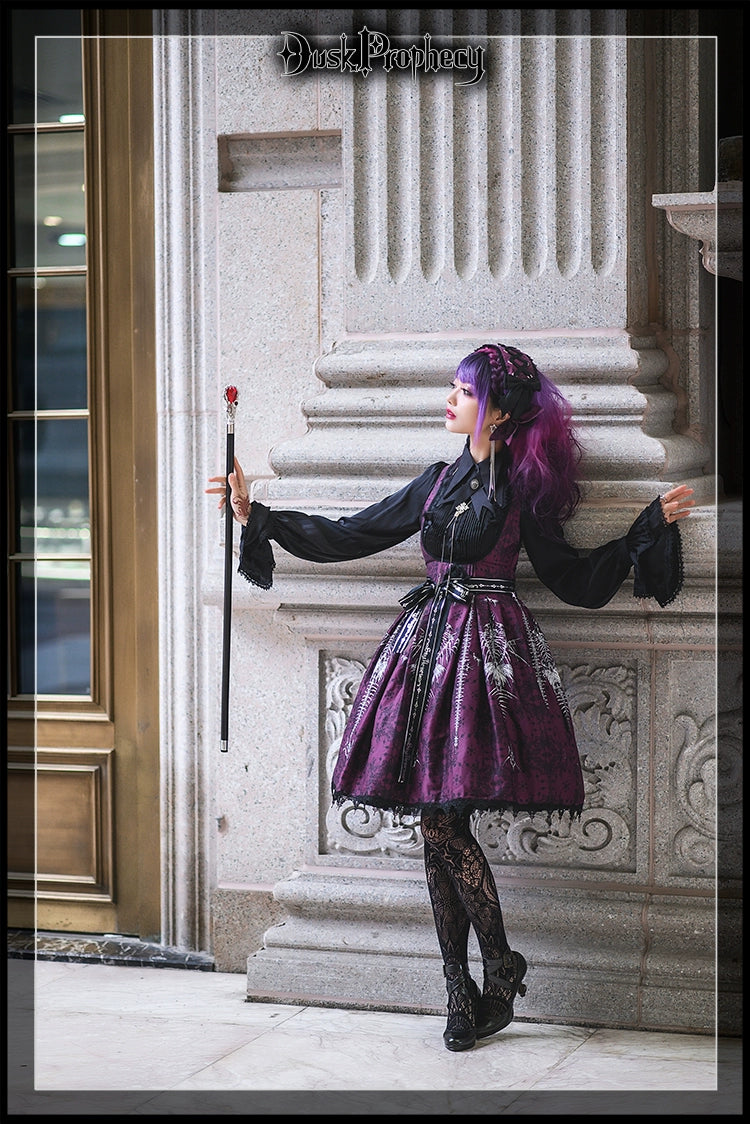 DuskProphecy - Coccyx - Elegant Lolita Dress High Waist Fishbone Print JSK Set - Image 52