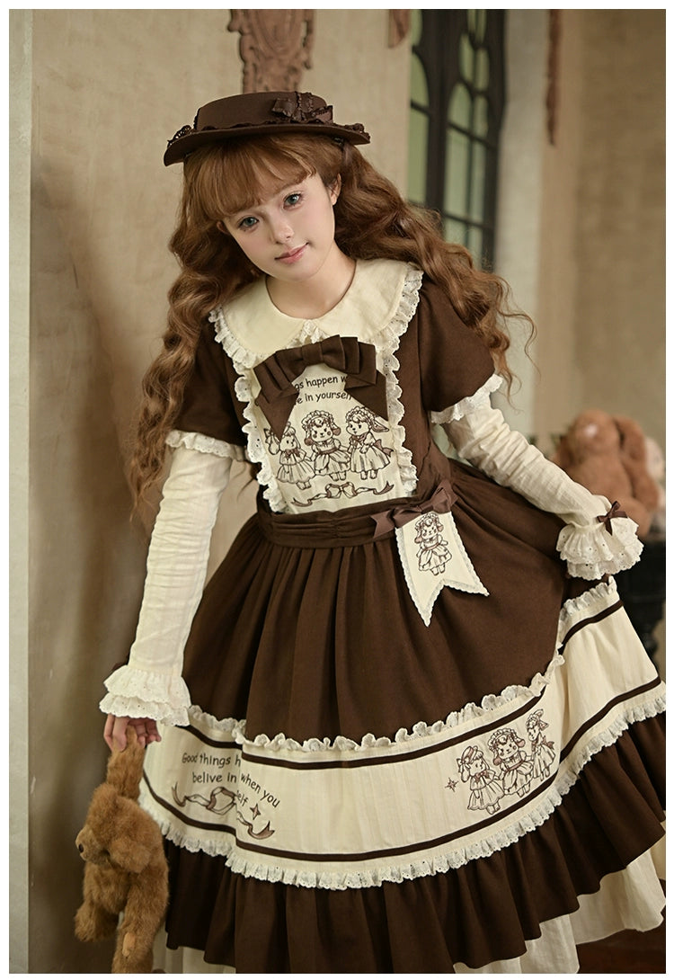 Lolita OP dress brushed twill fabric texture detail substantial quality feel suitable spring autumn layering