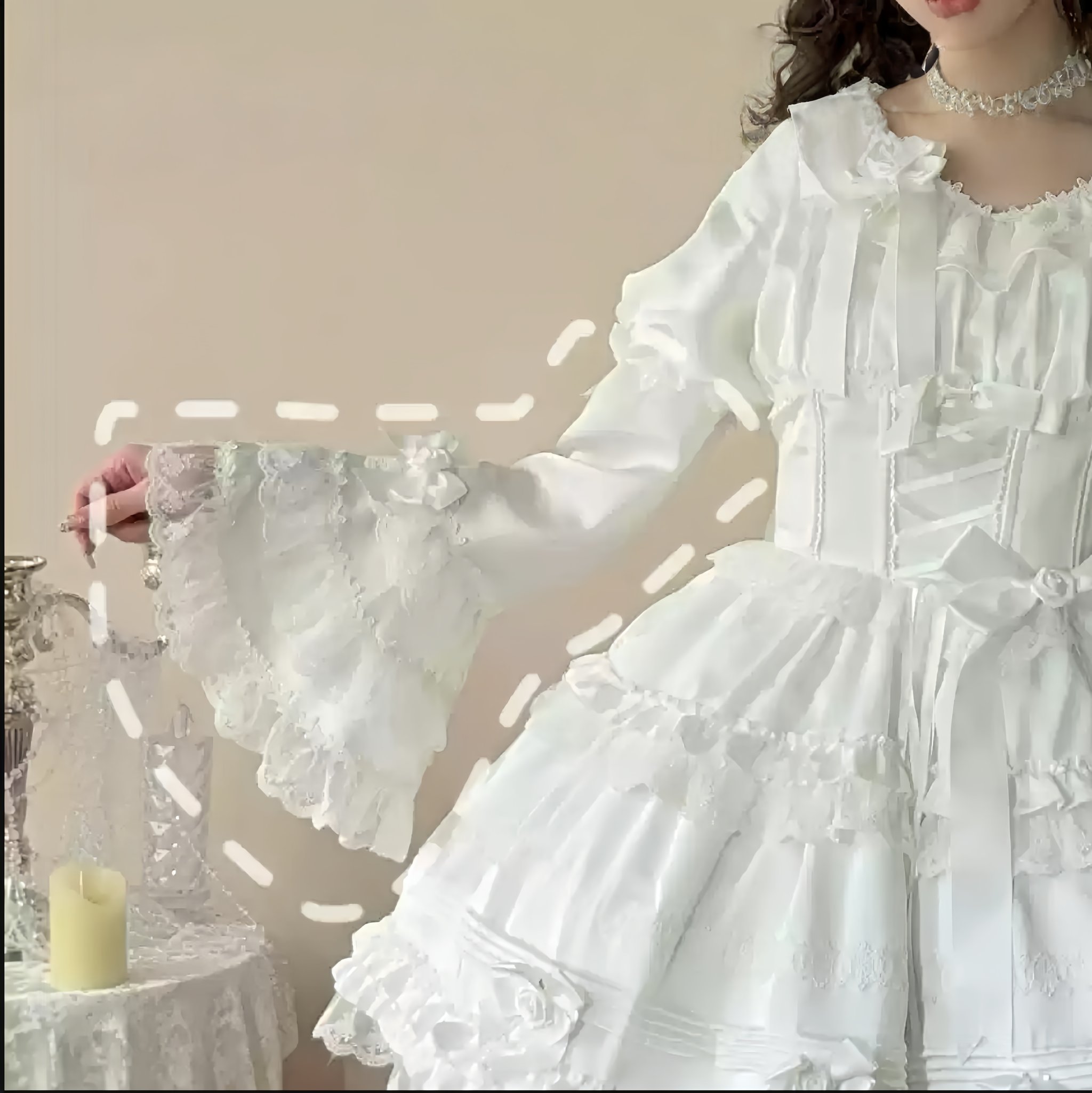 Stacked Black Currant - Gothic Lolita OP Dress, Detachable Skirt Hem - Image 42