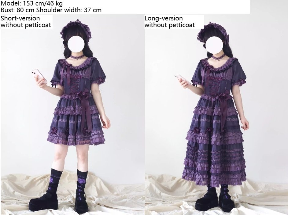 Stacked Black Currant - Gothic Lolita OP Dress, Detachable Skirt Hem - Image 21