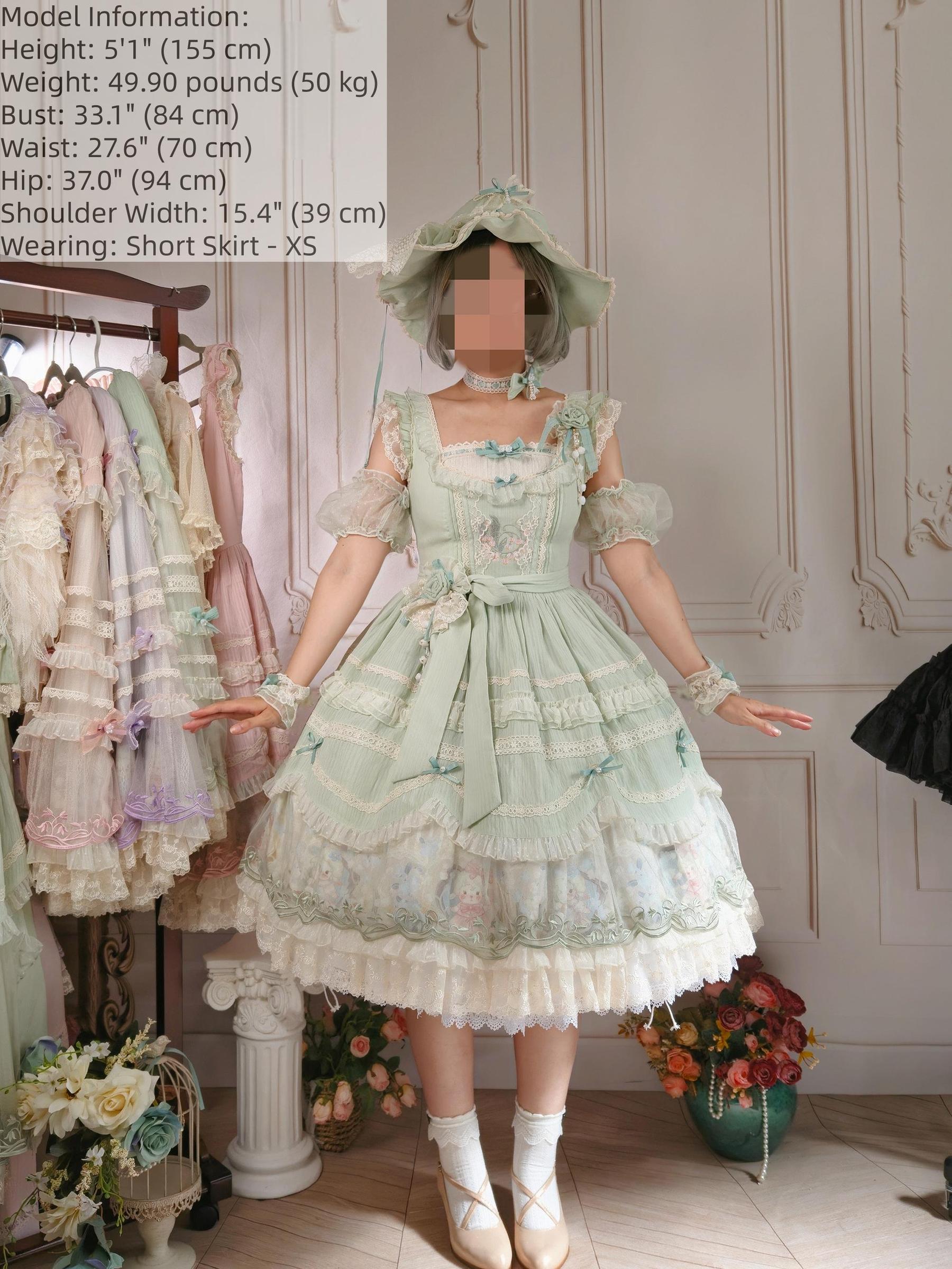 Lily of the Valley Lamb - Classic Lolita Tiered Hem JSK Dress with Embroidery - Image 10