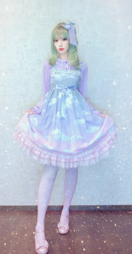 80D velvet gradient starry cloud lolita tights premium quality flat lay celestial motifs clouds moons stars fantasy aesthetic