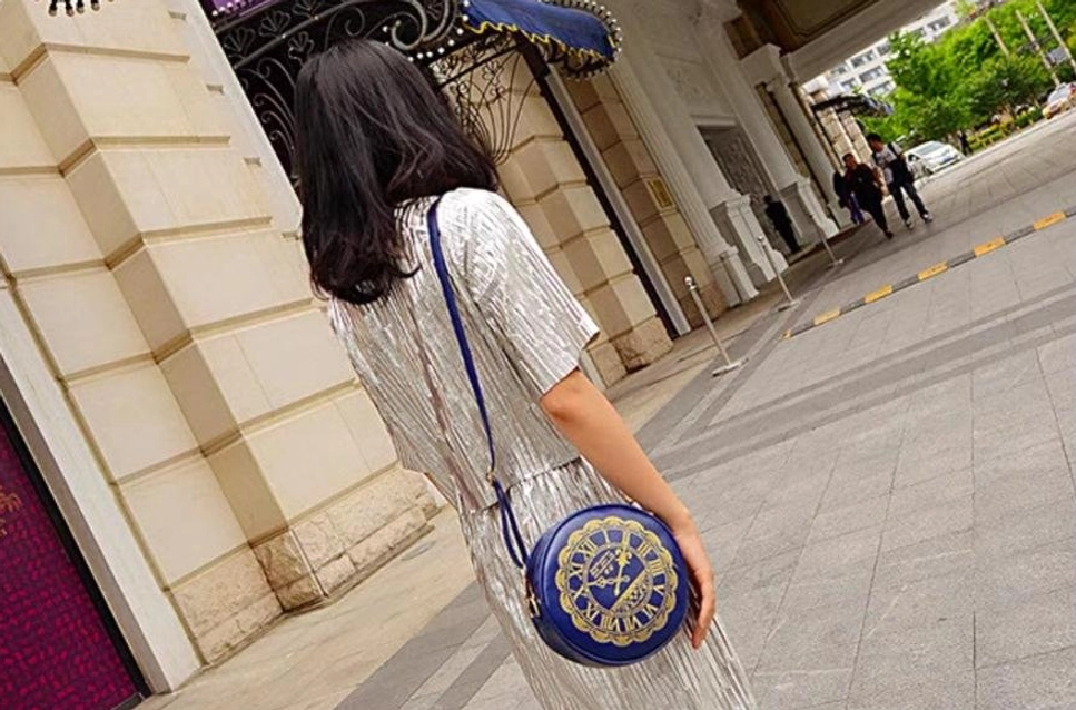 Alice Clock lolita shoulder bag wearable art clock print detail gold foil