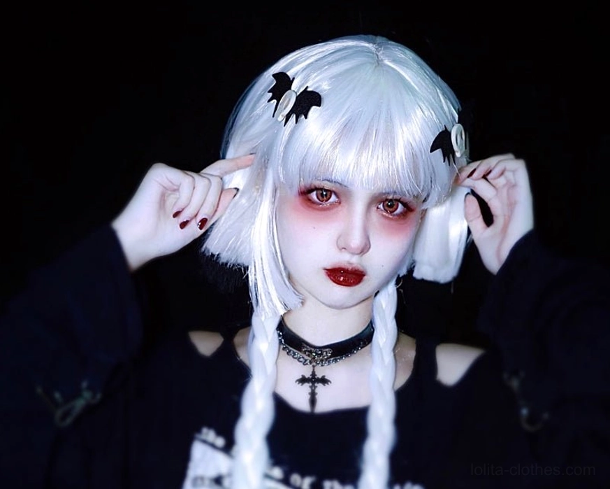 Alternative fashion lolita hair accessories showing color variations and style options for gothic headdress coordination