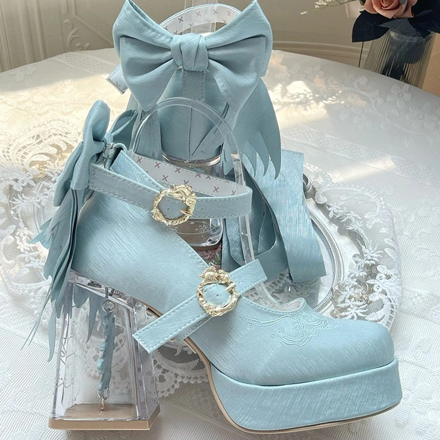 Baby blue classic lolita platform heels soft romantic aesthetic coordinate styling showcase