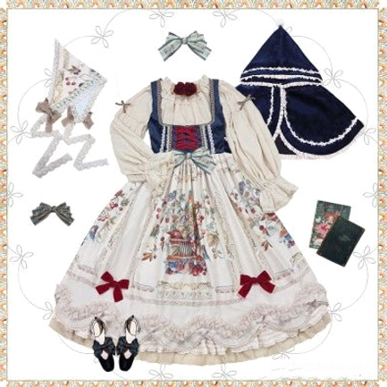 Bavarian Lolita JSK ivory cream chest-support version color swatch fabric detail view