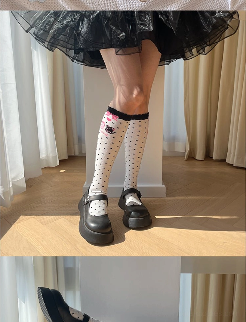 Bear bunny lolita calf socks lifestyle shot showing versatile styling options with kawaii fashion cute cartoon accessories collection