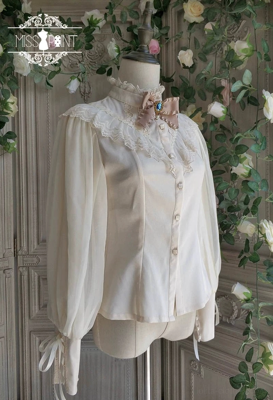 Beige vintage lolita blouse bow tie accessory product photo
