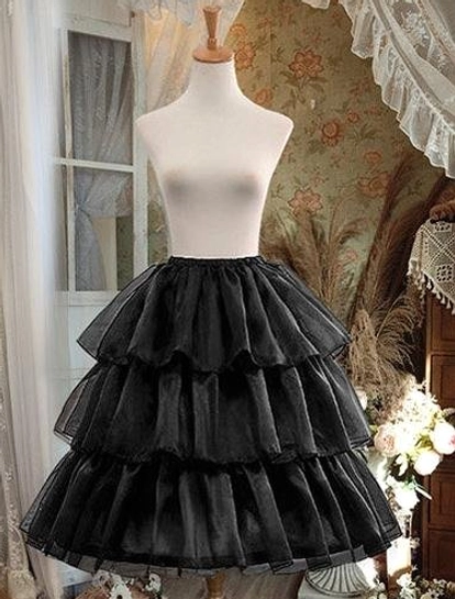Black adjustable hoop petticoat lolita gothic classic style fashion