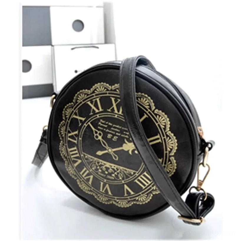 Black Alice Clock lolita shoulder bag gold Roman numeral print gothic aesthetic
