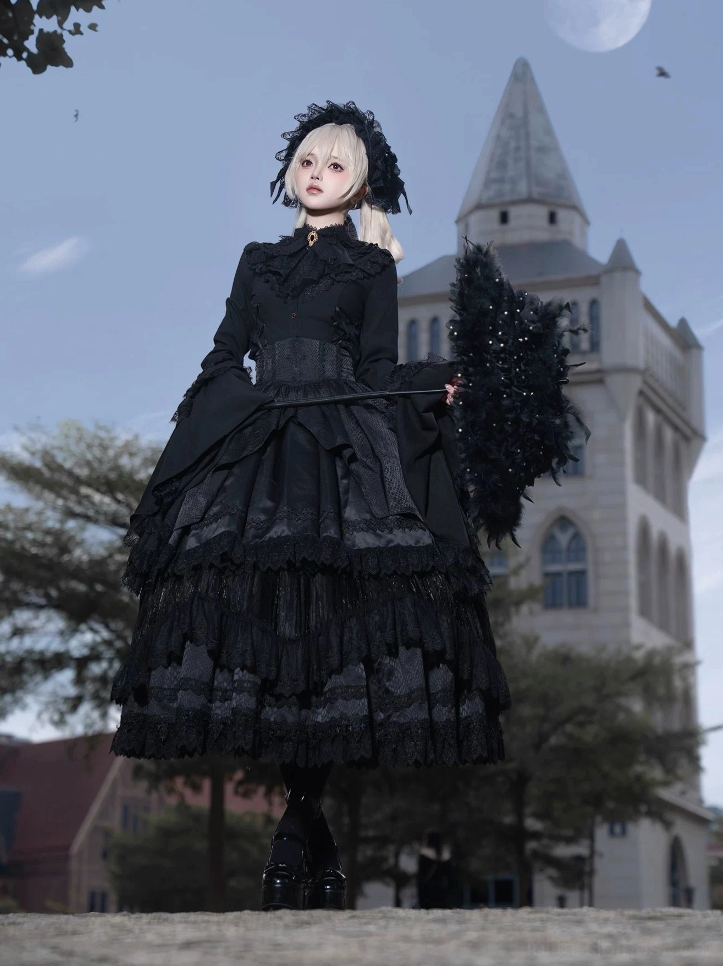 Black Gothic Lolita outfit complete styling with accessory recommendations gothic fashion aesthetic