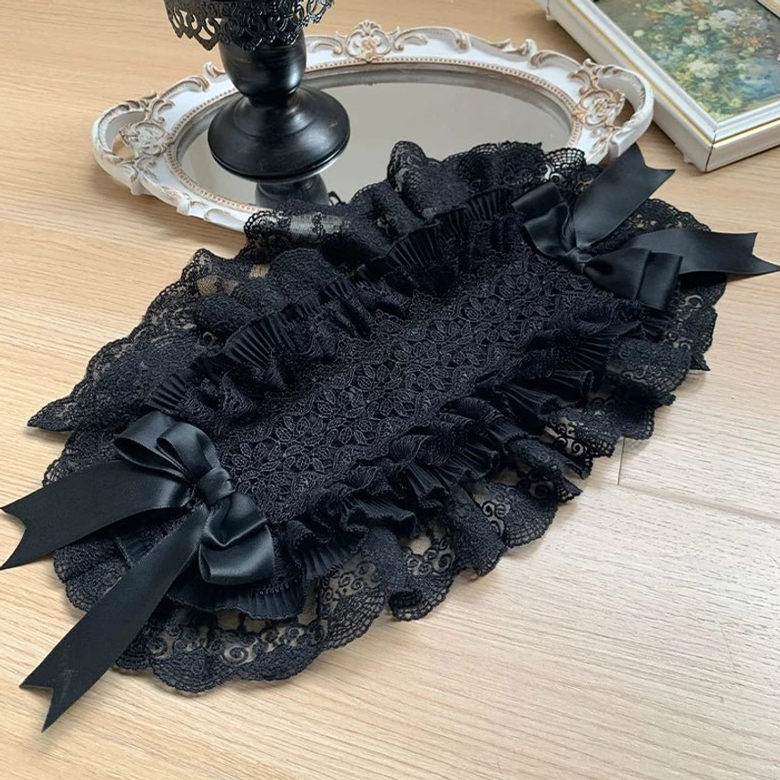 Black gothic lolita hairband with cross motif design perfect for completing elegant dark feminine coordinate with velvet OP dress