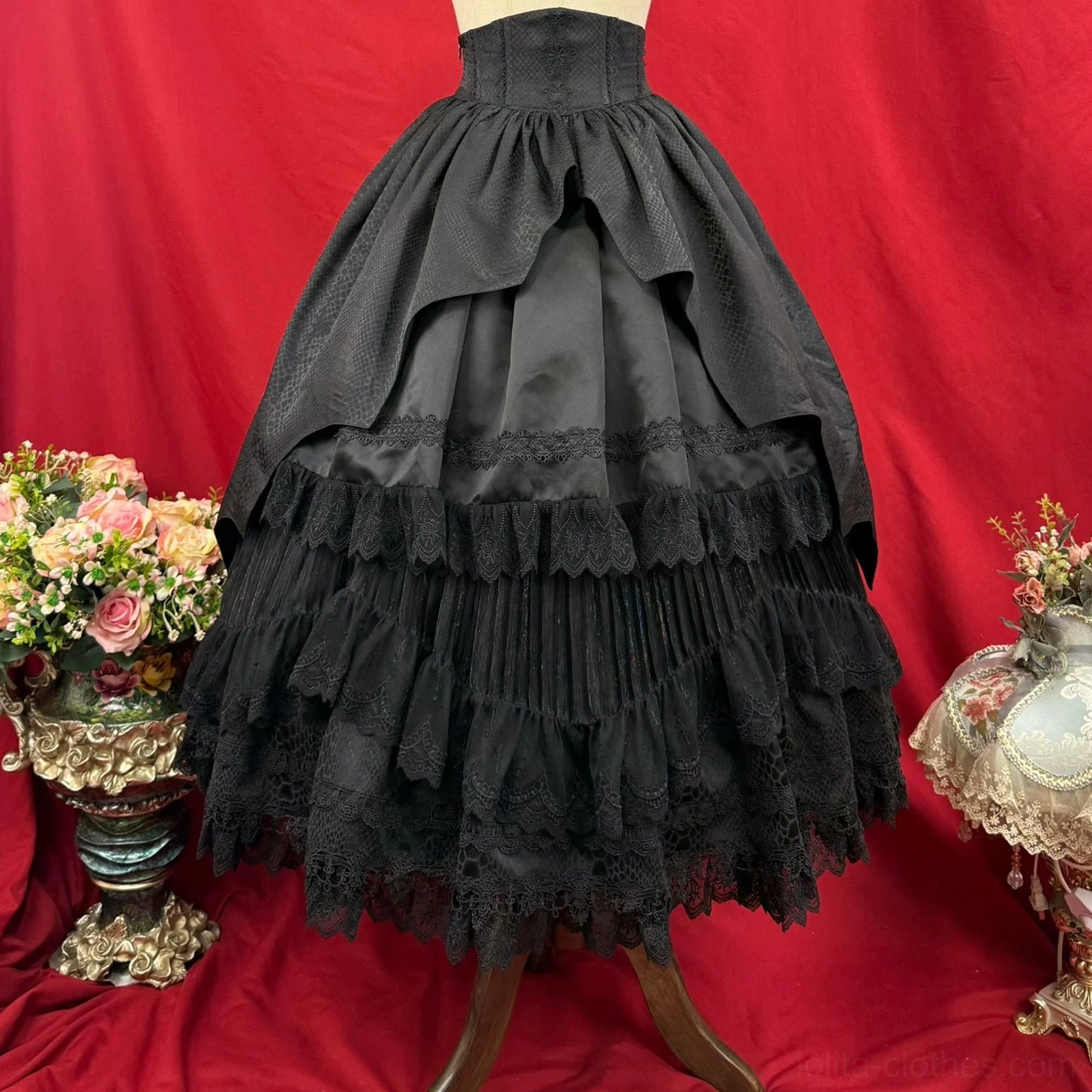 Black Gothic Lolita complete two-piece set outfit blouse skirt worn together unified styling