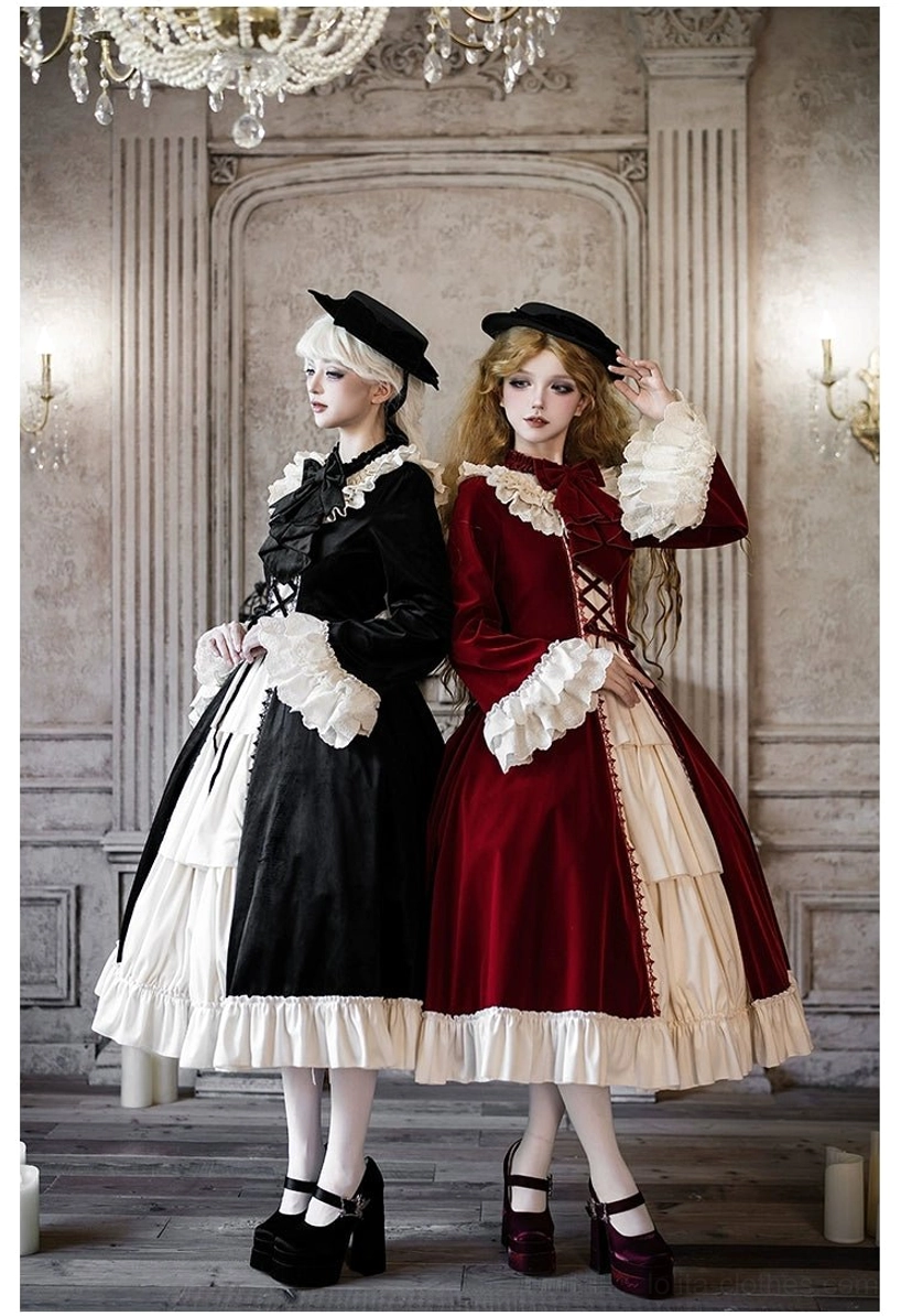 Black hat accessory for classic lolita OP dress coordinate Victorian beret style one-size-fits-most design