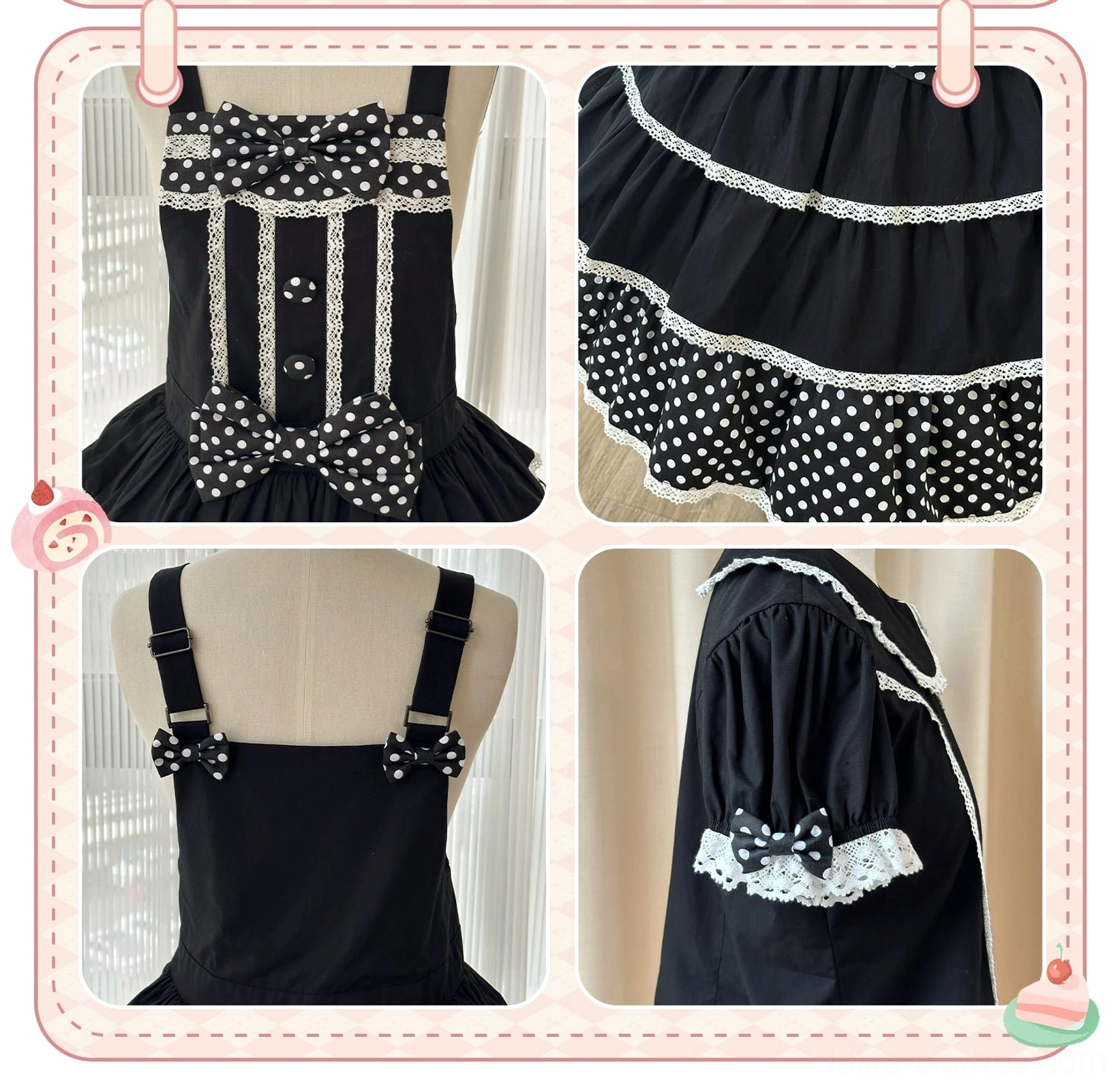 Black kc hair clip with built-in wire adjustable bow sweet lolita fashion accessory fit guide