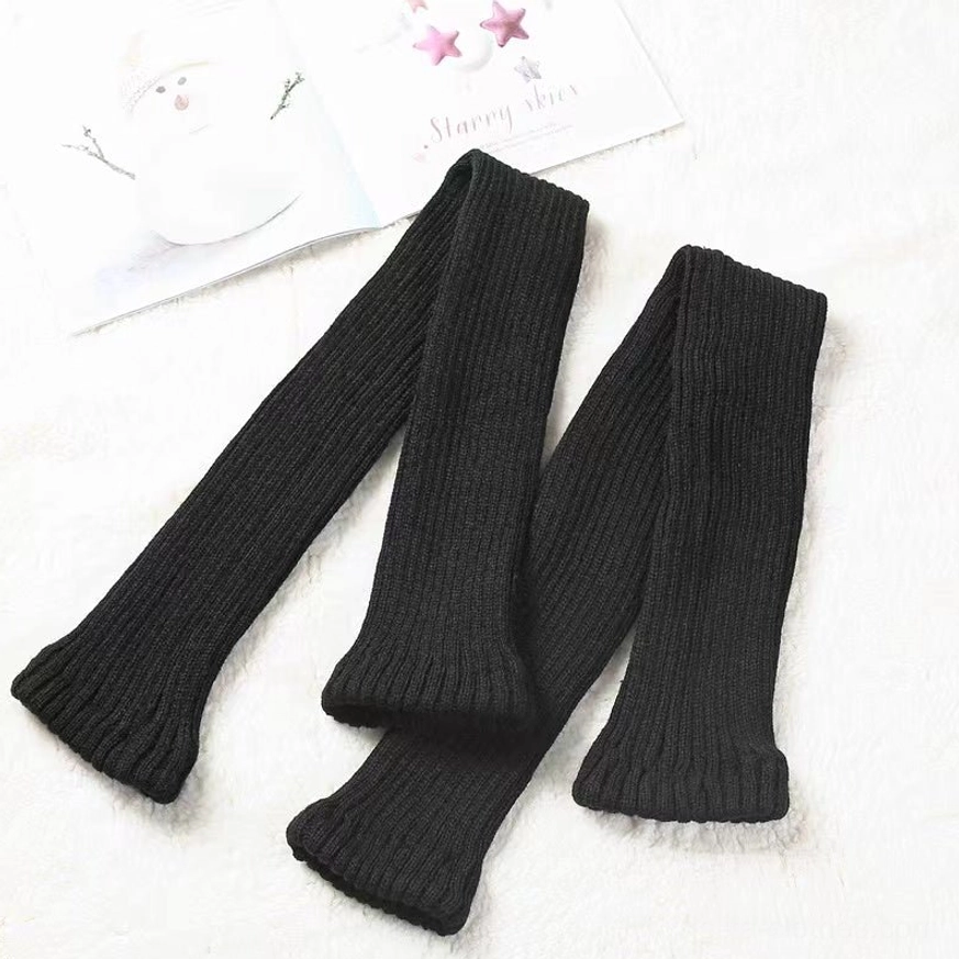 Black knit lolita leg warmers 80cm full length thigh-high dramatic gothic elegant aesthetic
