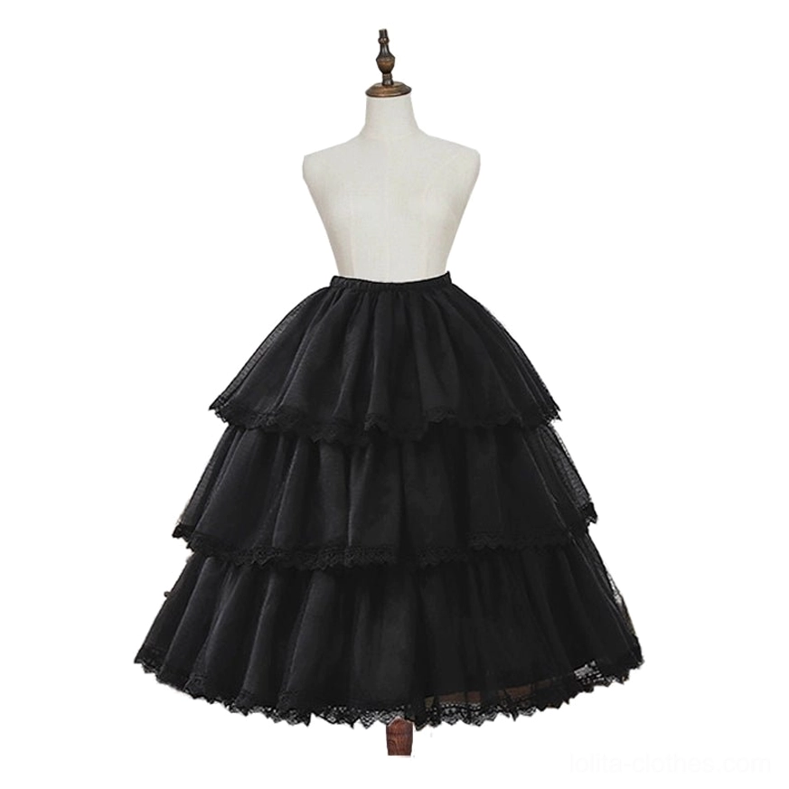 Black lace lolita petticoat one size adjustable gothic elegant volume wedding coordinate