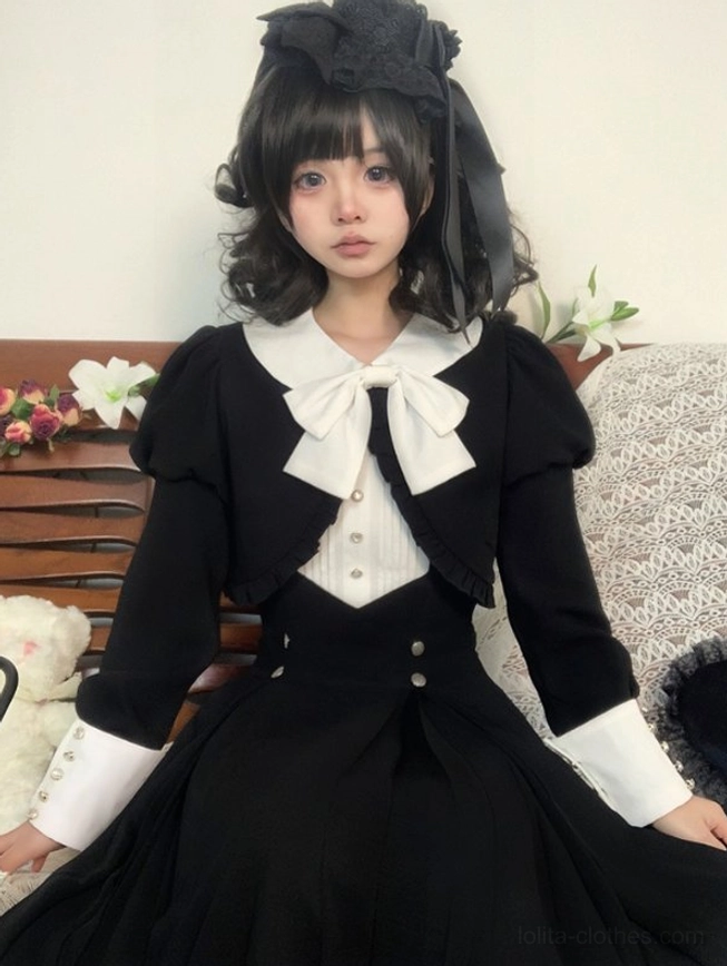 Black Gothic Lolita coat piece from collection shown separately, demonstrating matching coat-only option and styling versatility for spring wear