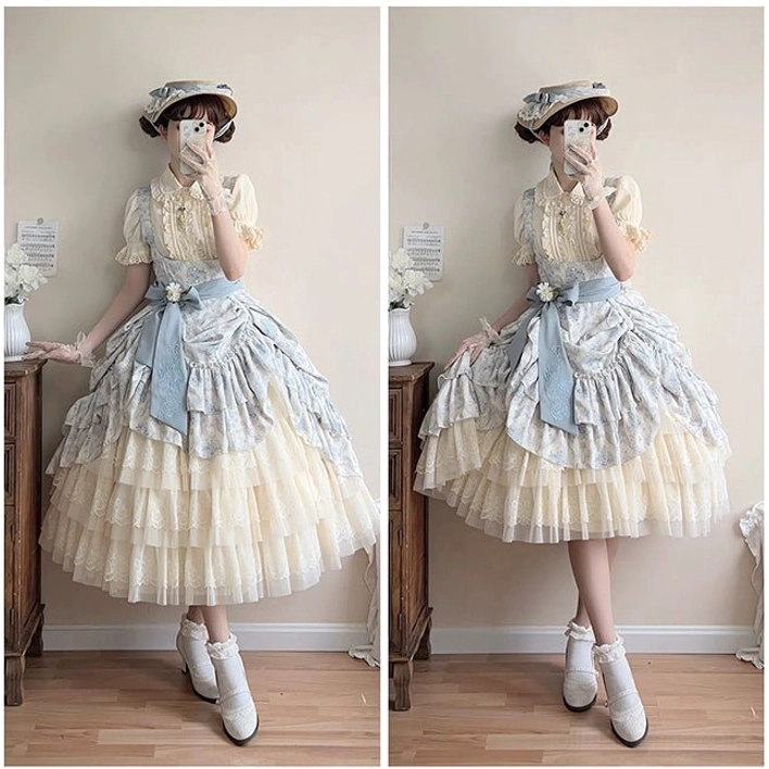 Black lolita petticoat elastic waistband and button adjustment feature close-up showing functional design for customizable length and volume