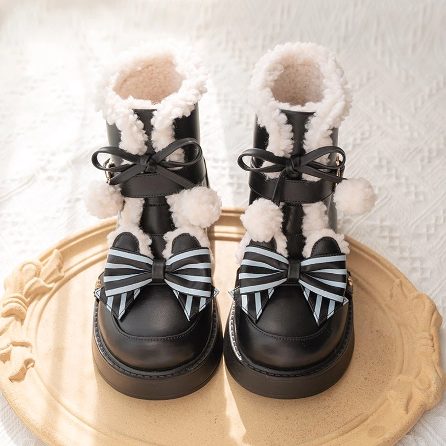 Black lolita snow boots classic traditional foundation color gothic classic lolita coordinate styling option product display