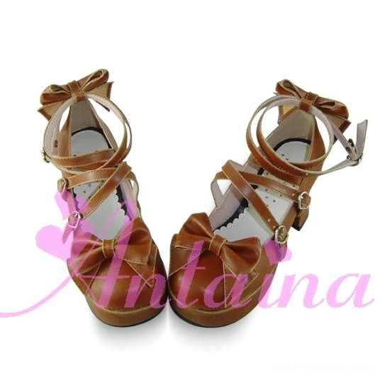 Black matte sweet Lolita Mary Jane platform shoe paired with strawberry print accessories showcasing cheerful sweet Lolita style coordination