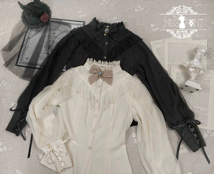 Black mutton sleeve lolita blouse professional product photography display