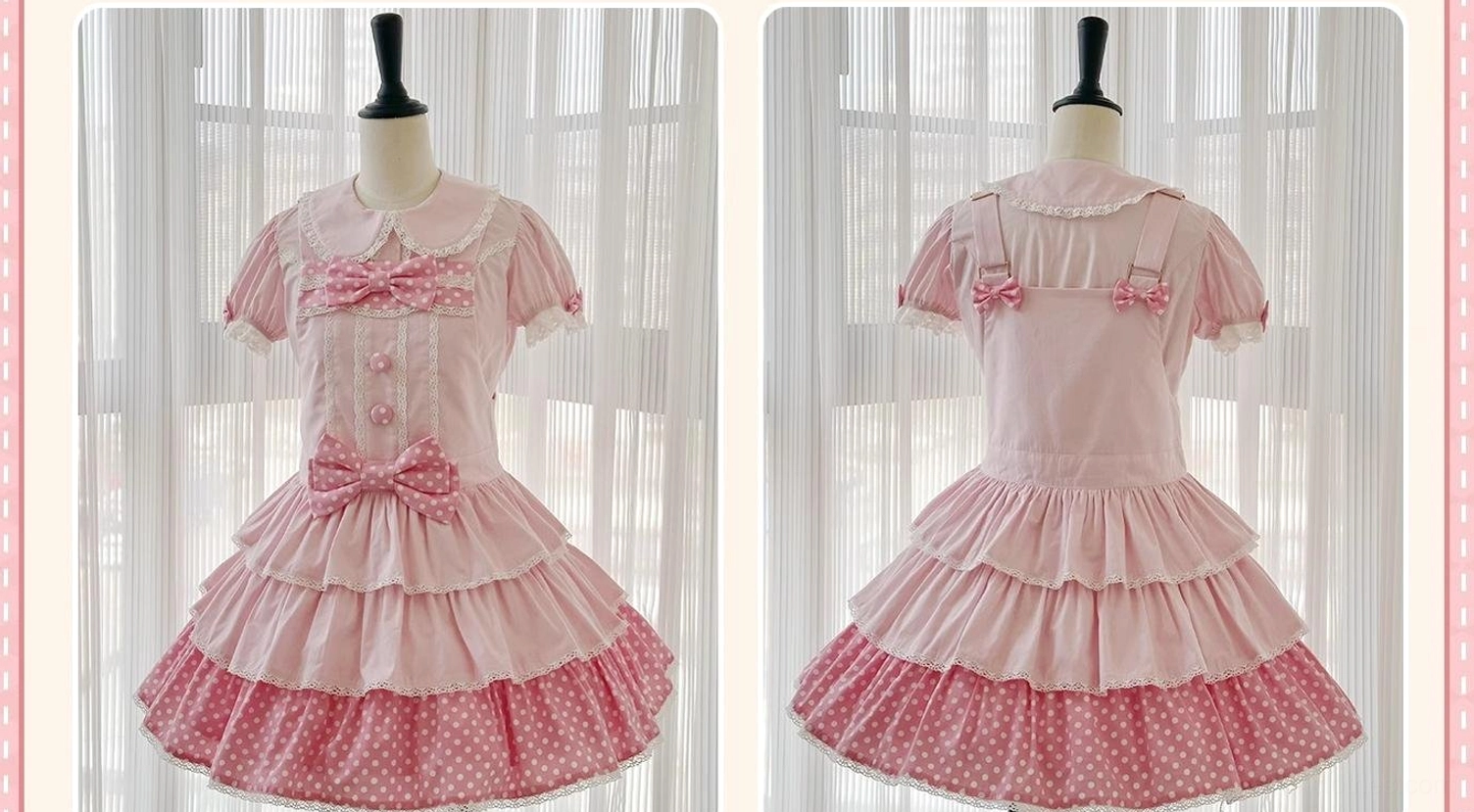 Black peter pan collar shirt lace cuff accents bow details sweet lolita layer