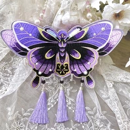Black purple blue gradient Chinese Qi Lolita butterfly bag pre-order exclusive colorway with golden embroidery