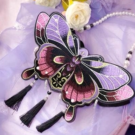 Black and red Chinese Qi Lolita butterfly bag with golden embroidery gothic lolita style colorway