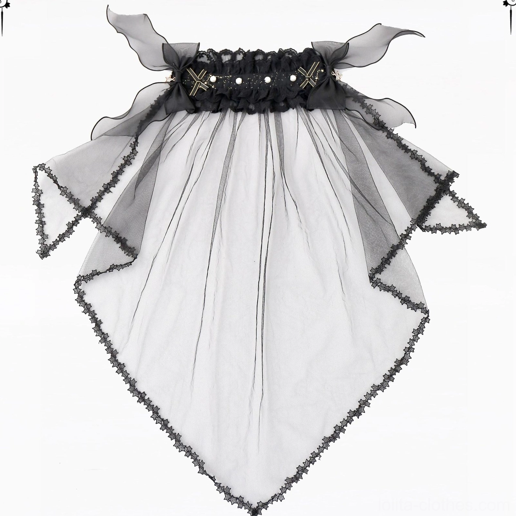 Black structured headband for Celestial Whisper Lolita bow headdress providing secure placement and visual definition