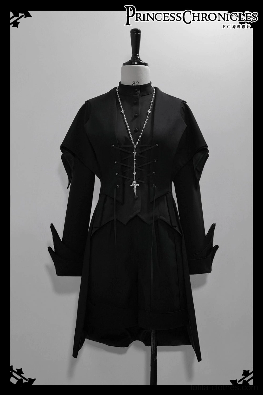 Black swallowtail Ouji Lolita long vest as investment wardrobe piece showing long-term wear potential and timeless design for dedicated alternative fashion collectors